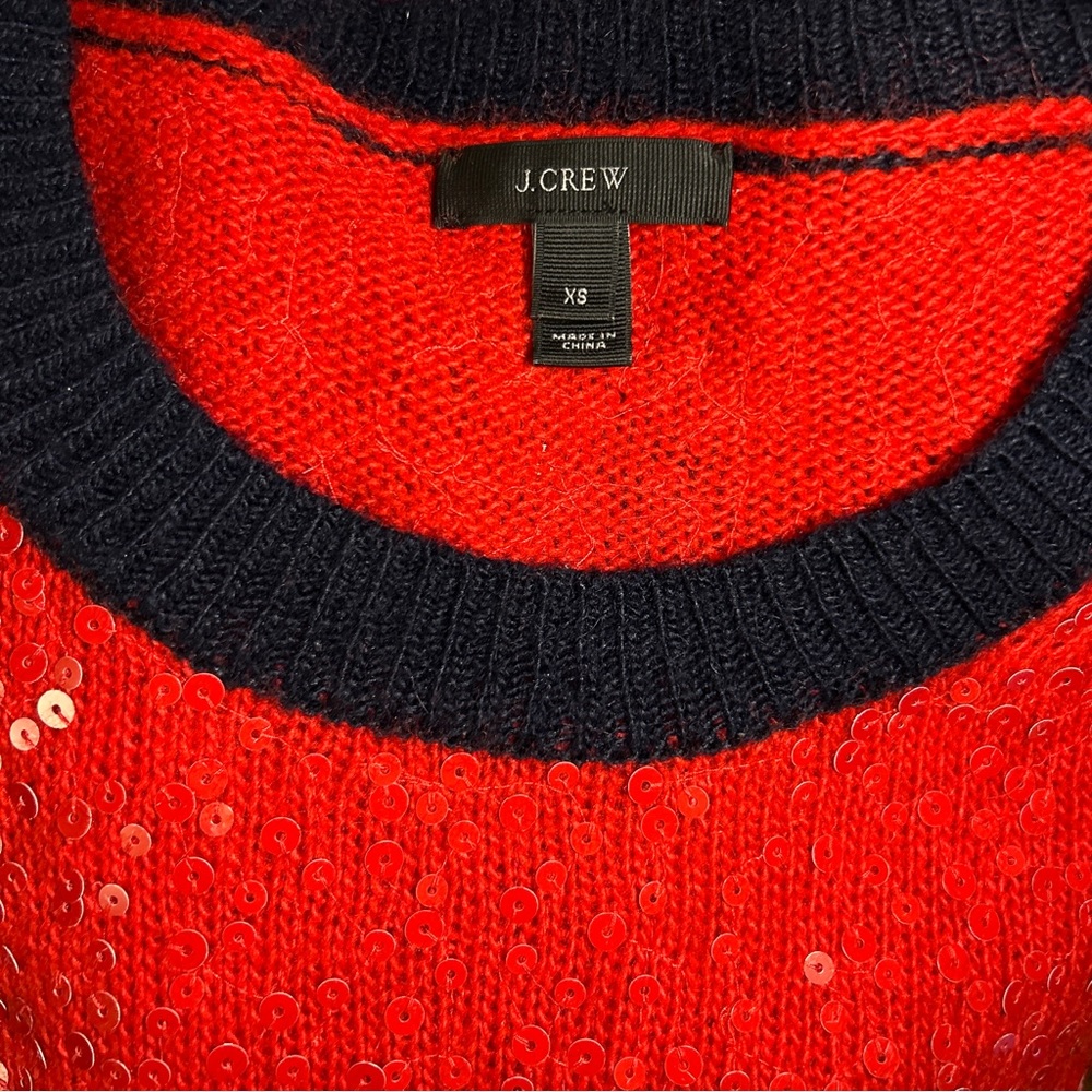 J CREW Red Scattered Sequin Pullover Sweater Mohair Wool Blend - Size XS - Picture 10 of 10